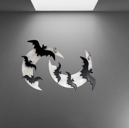 Clip On Bat Moon Earrings Fall Clipon Hook Designs Halloween
