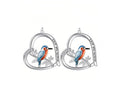 Clip On Blue Bird Earrings 3D Epoxy Crystal Painted Clipon Hook Designs Message Love