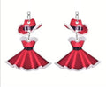 Christmas Santa Suit Clip-On Earrings: Acrylic Holiday Jewelry