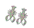 Clip On Glitter Mardi Gras Crawfish Earrings Acrylic Clipon Hook Designs 2 Colors