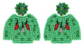 Christmas Sweater Clip On Earrings Seed Beaded Lightweight Clipon Post Designs Lights