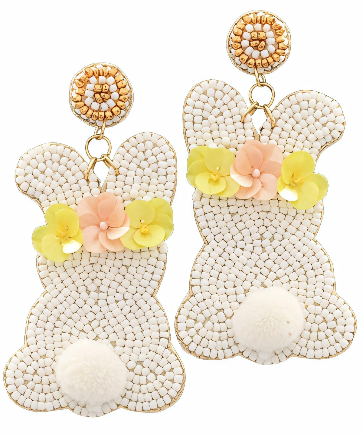 Clip On Easter Bunny Seed Beaded Earrings Seedbead Clipon Post Designs 3 Colors