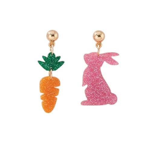 Clip On Easter Earrings Clipon Hook Designs Small Bunny Carrot Glitter Acrylic