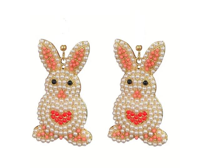 Clip On Easter Bunny Beaded Earrings Bead Clipon Hook Designs