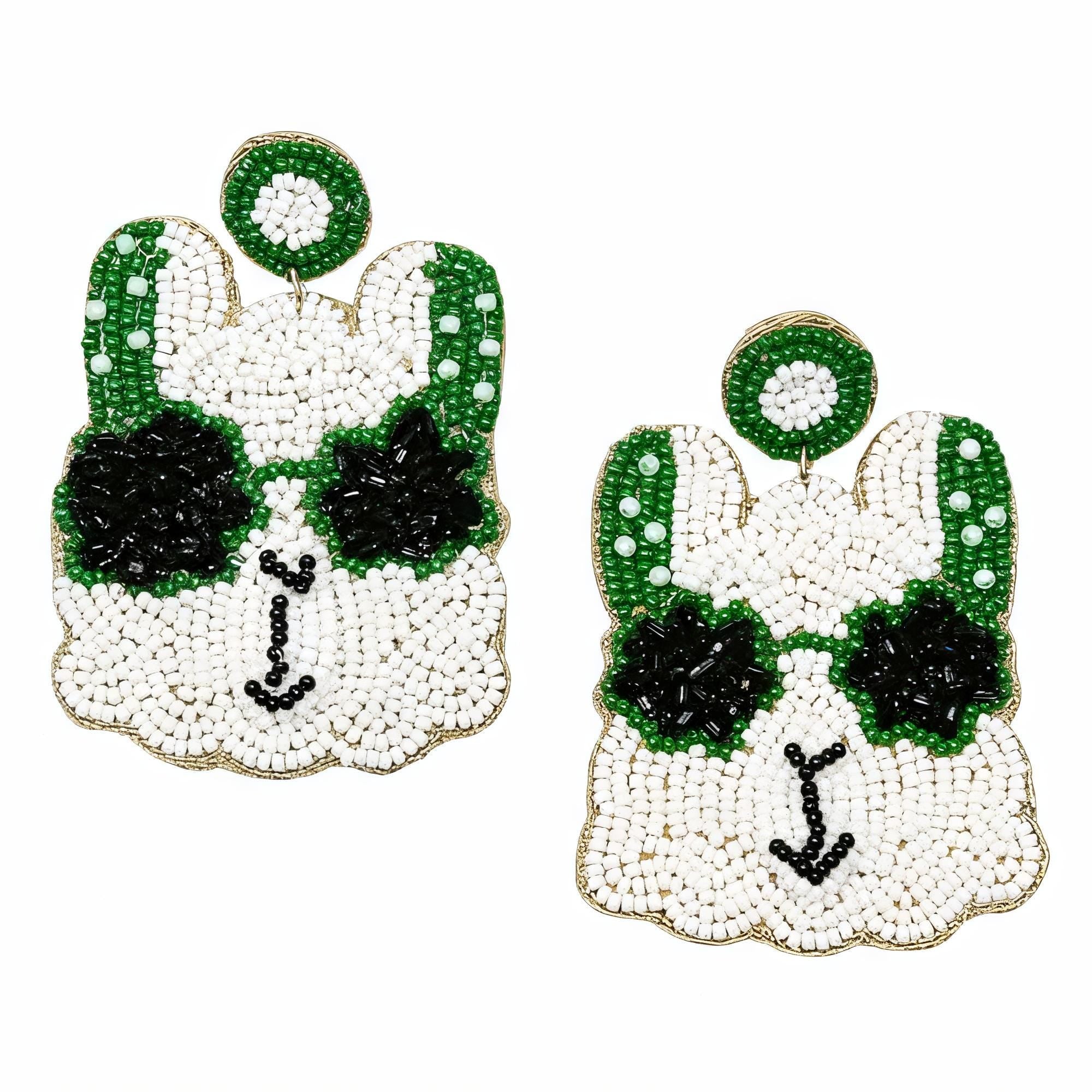 St Patricks Day Earrings Llama Seedbead Clipon Seed Beaded Clip on Post Designs