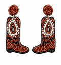 Clipon SeedBead Earrings Cowboy Boots Brown Seed Beaded Clip on Post Designs