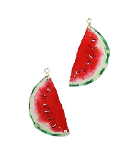 Clip On Watermelon Earrings Lighweight Acrylic Clipon Hook Designs
