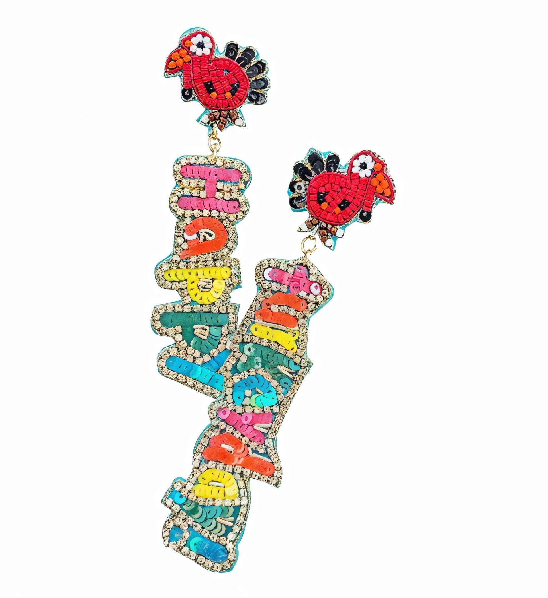 Clipon Thanksgiving Turkey Seedbead Earrings Clip On Post Designs Seed Beaded Fall