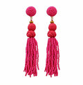 Gold Clip On Knotted Multi Tassel Earrings Seed Bead Design Seedbead Clipon 5 Colors