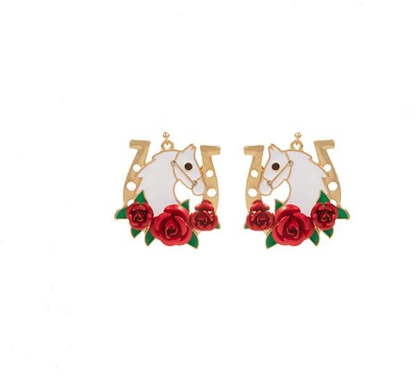 Clip On Kentucky Derby Earrings Clipon Hook Designs Rose Horseshoe Small