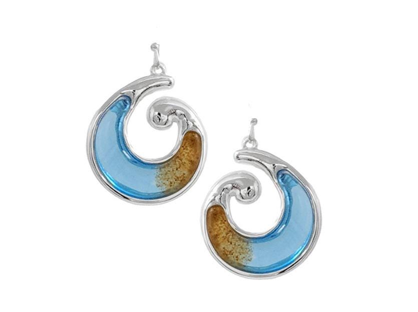 Clip On Ocean Wave Earrings Clipon Hook Seaglass Designs