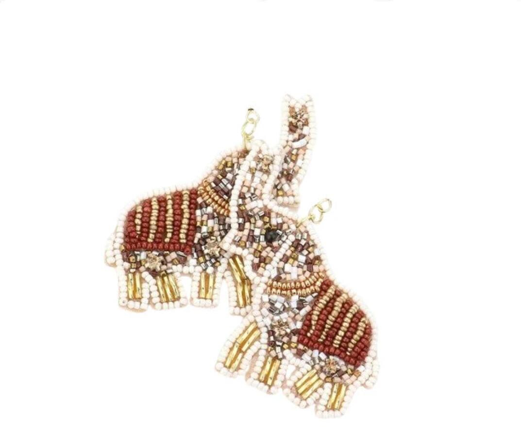 Clip On Elephant Sequin Seed Beaded Earrings Seedbead Clipon Hook Designs