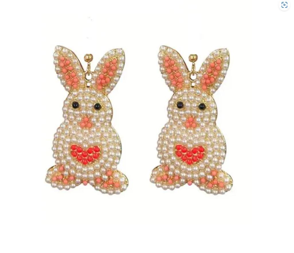 Clip On Easter Bunny Beaded Earrings Bead Clipon Hook Designs