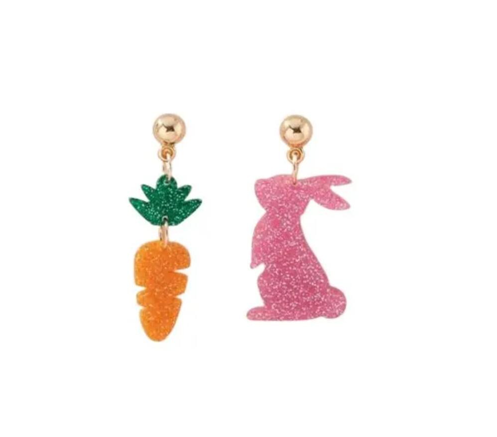 Clip On Easter Earrings Clipon Hook Designs Small Bunny Carrot Glitter Acrylic