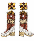 Seed Bead Cowboy Boot Clip-on Earrings: Yee Haw Western Style