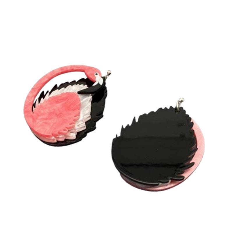 Clip On Flamingo Earrings Bird Tropical Acrylic Clipon Hook Designs