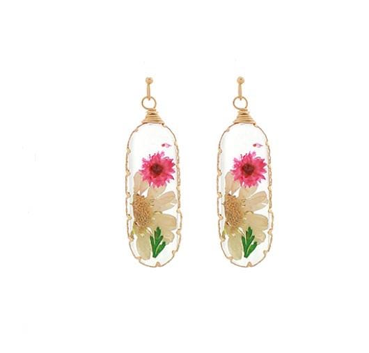 Clipon Pressed Flower Earrings Lucite Resin Clip On Hook Designs