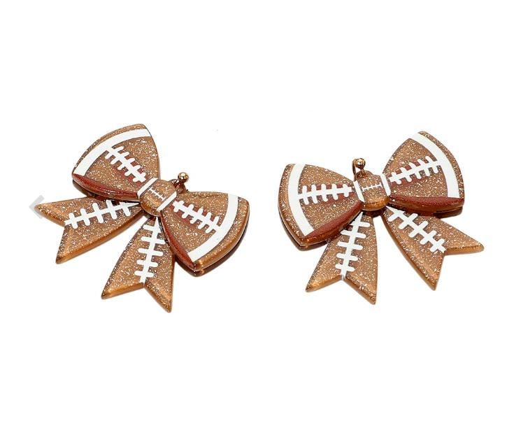 Football Glitter Clip On Earrings Lightweight Acrylic Clipon Post Bow Designs