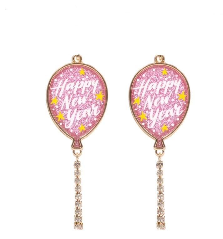 New Years Balloons Glitter Clipon Earrings Clip on Post Styles Gold