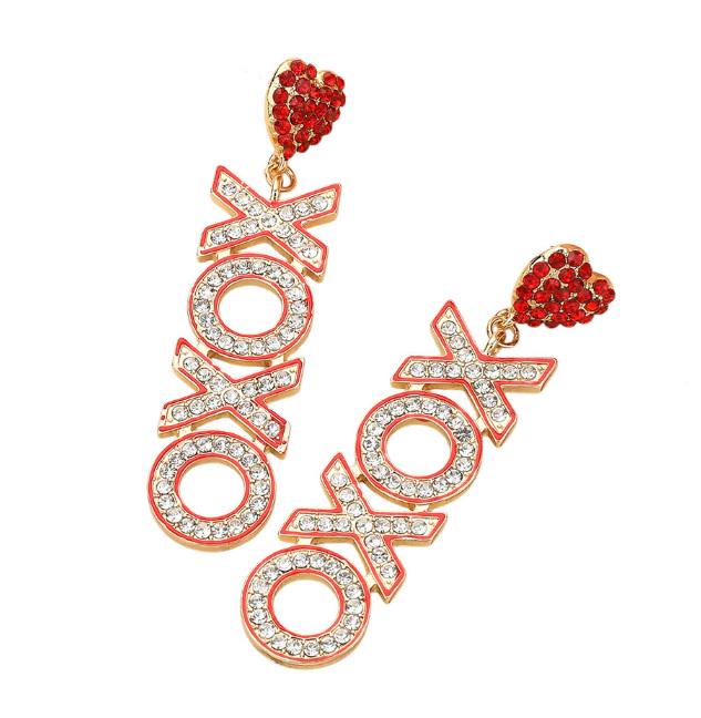 Clip On Heart Crystal Earrings Clipon Post Paved Crystal Designs Valentines Day 2 Colors