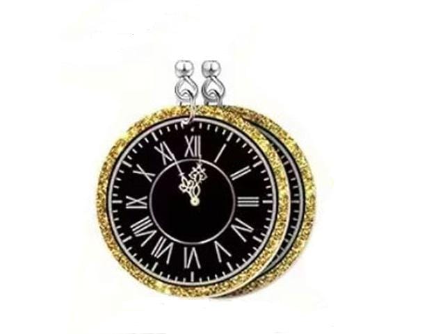 New Years Clock Clipon Earrings Glitter Clip on Hook Designs