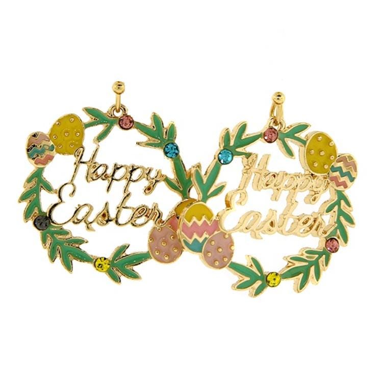 Clip On Easter Wreath Earrings Clipon Hook Designs Small