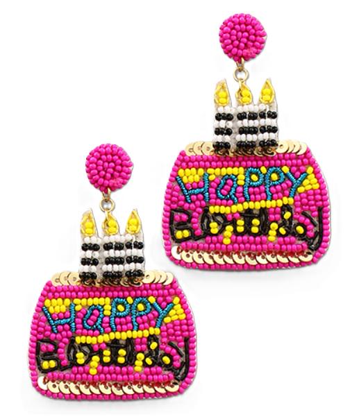 Clipon Birthday Cake Seed Bead Clip-on Post Style Earrings