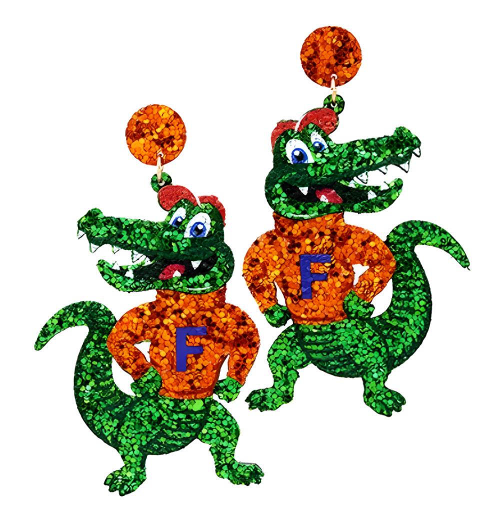 Clip On Glitter Alligator Earrings Crocodile Clipon Post Designs Gators
