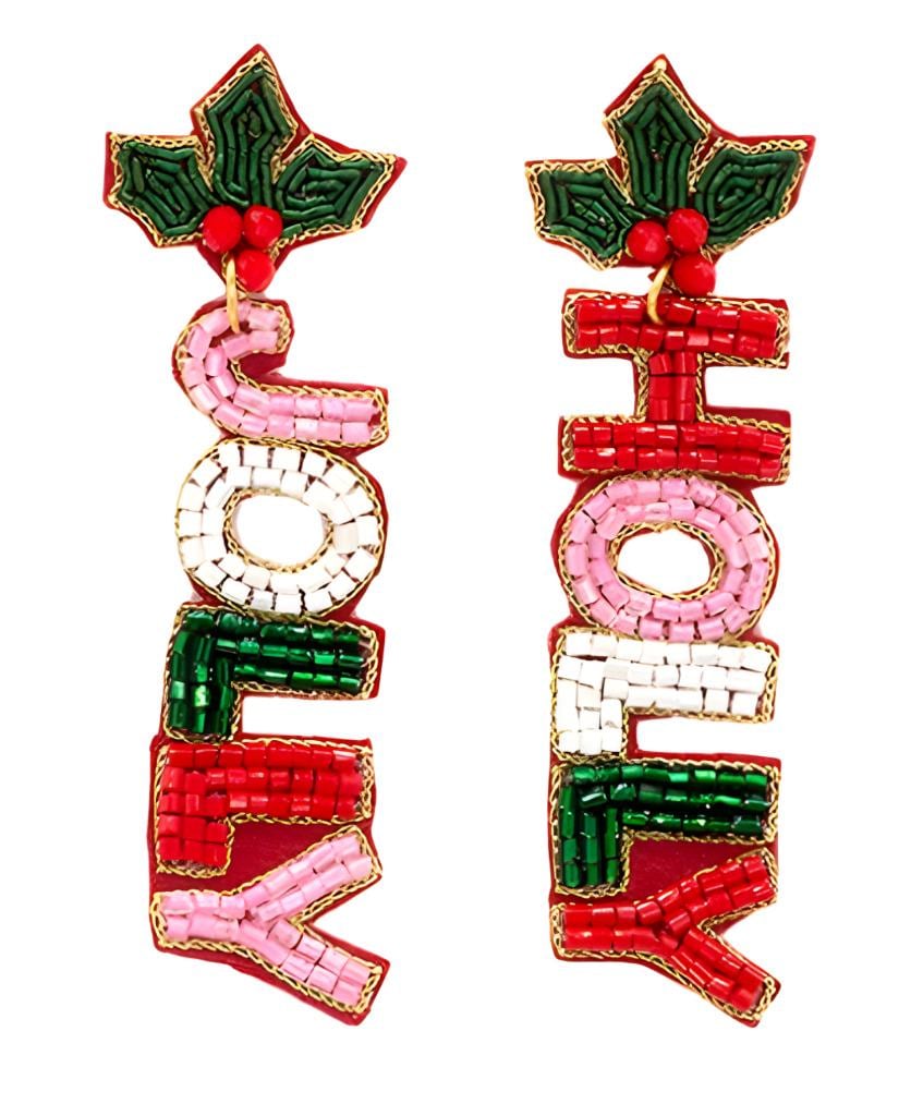 Clipon SeedBead Christmas Earrings Winter Holly Jolly Seed Beaded Clip on Post Designs