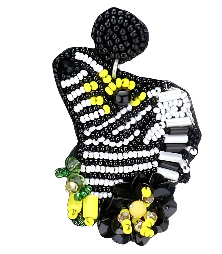 Clip On Zebra Seedbead Earrings Seed Beaded Clipon Post Designs
