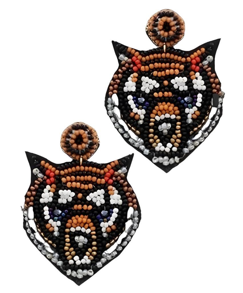 Clip On Tiger Seed Beaded Earrings Clipon Post Designs LSU