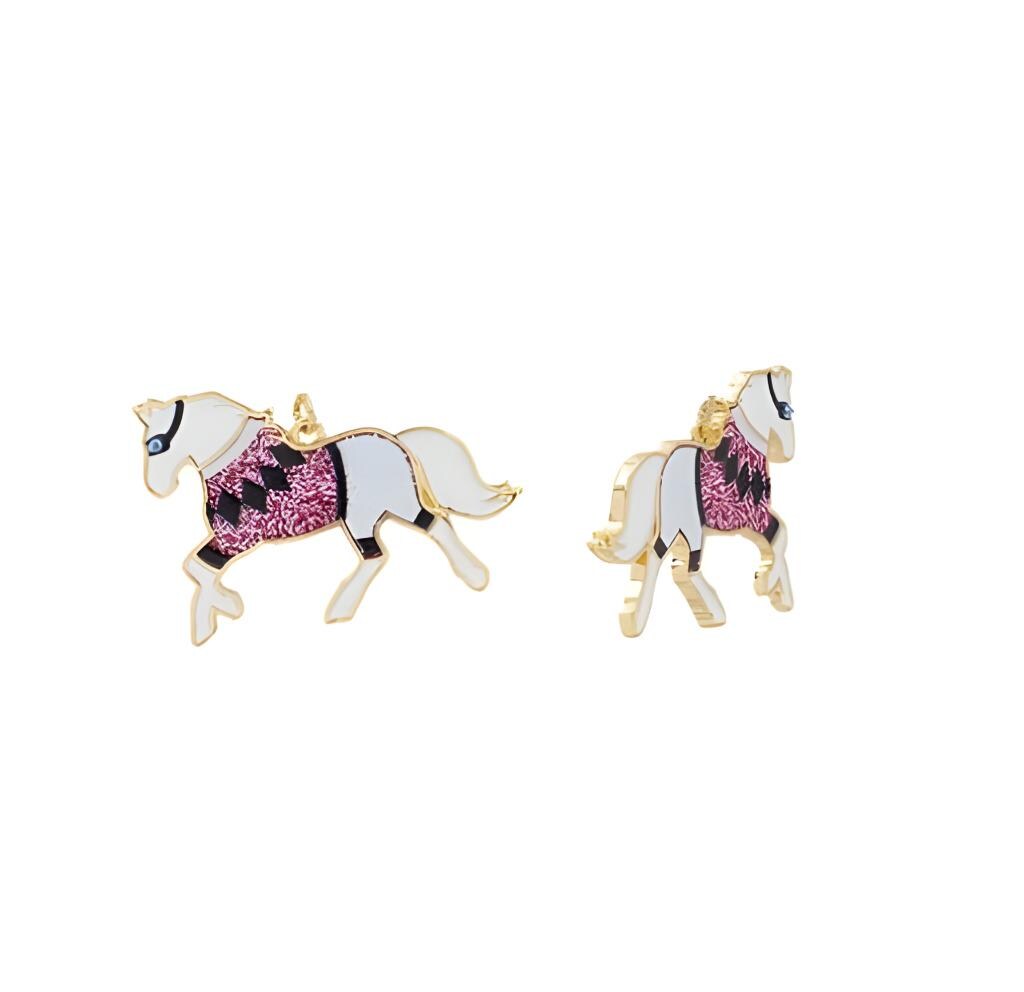 Clip On Kentucky Derby Earrings Glitter Horse Clipon Hook Designs