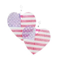 Clip On Heart US Flag Real Leaf Earrings Metal Dipped Rainbow Shimmer Silver Sterling