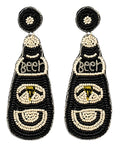 Beer Bottle Black Seedbead Clipon Earrings Seed Beaded Pub Clip on Post Designs