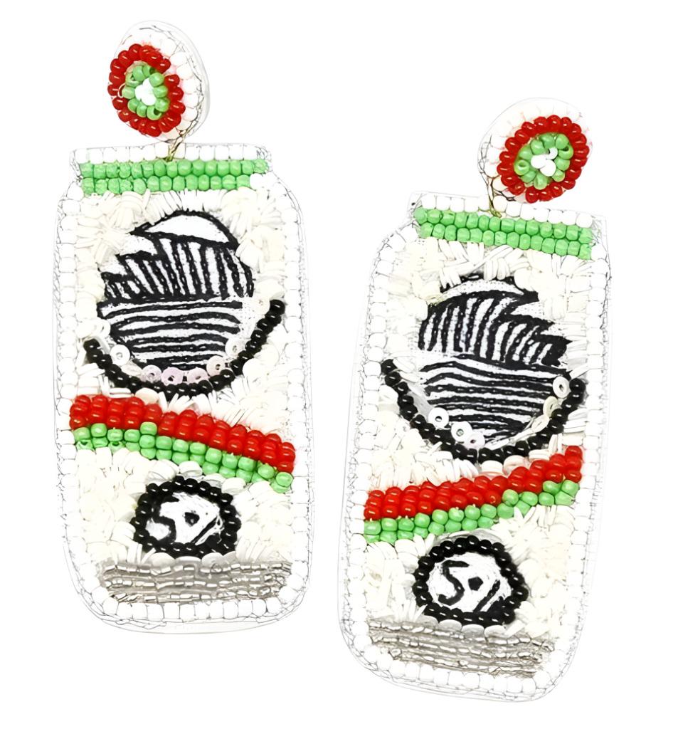 Cocktail Drink Can Seedbead Clipon Earrings Clip Post Seed Beaded Designs