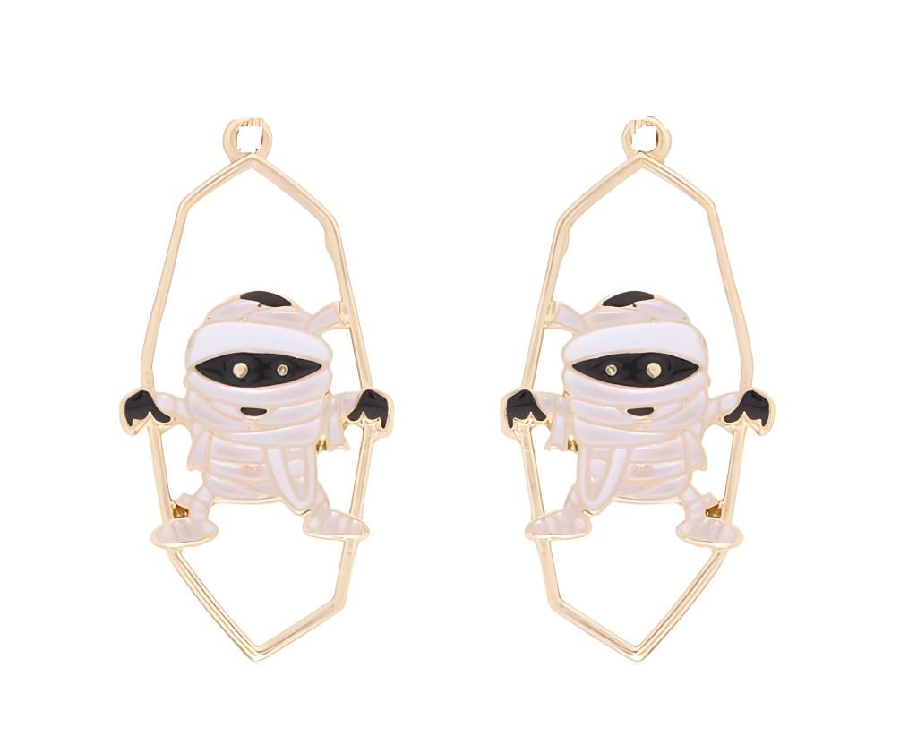 Clip On Little Mummy Earrings Fall Clipon Hook Designs Halloween