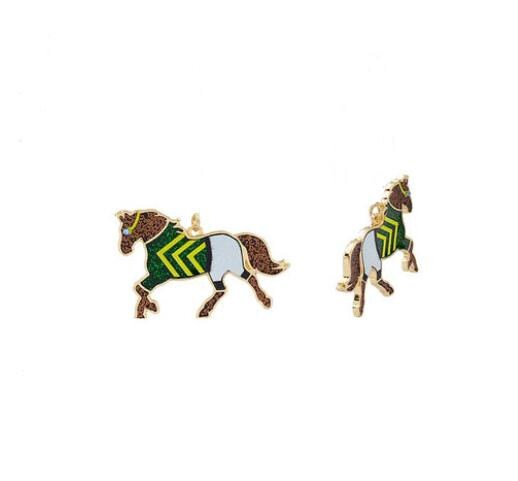 Clip On Kentucky Derby Earrings Glitter Horse Clipon Hook Designs