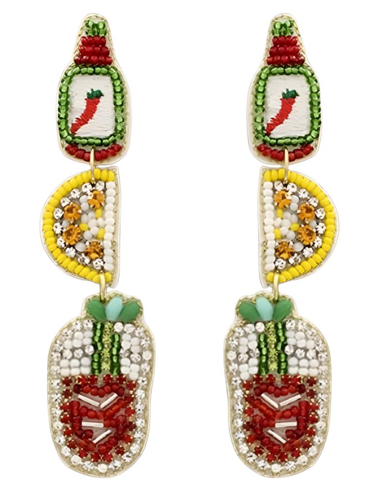 Lemon Shot Seedbead Clipon Earrings Seed Beaded Clip on Post Cocktail Designs
