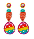 Clip On Easter Egg Seed Beaded Earrings Carrot Top Seedbead Clipon Post Designs