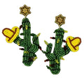 Christmas Cactus Gold Clip On Earrings Seed Beaded Clipon Post Designs Western