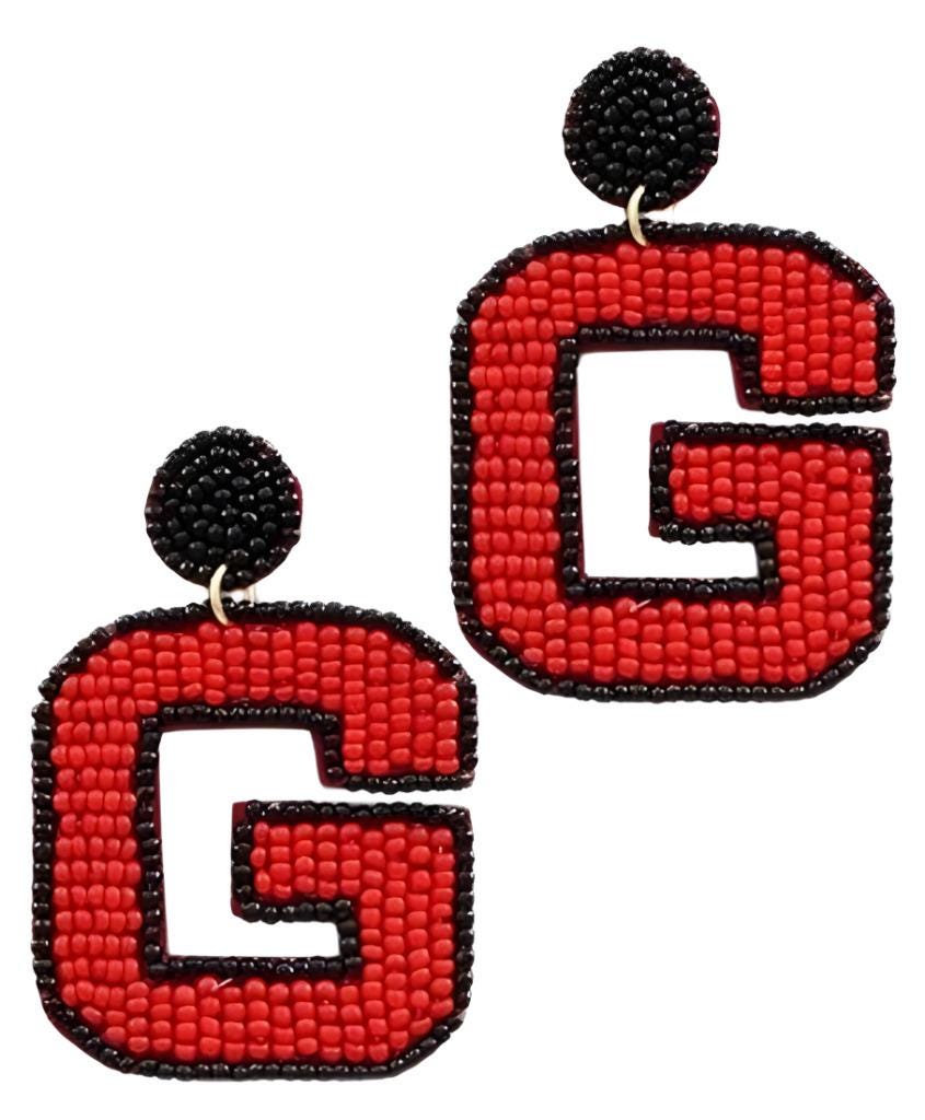 Clip On Letter G Earrings Seed Beaded Clipon Post Designs Georgia College Football