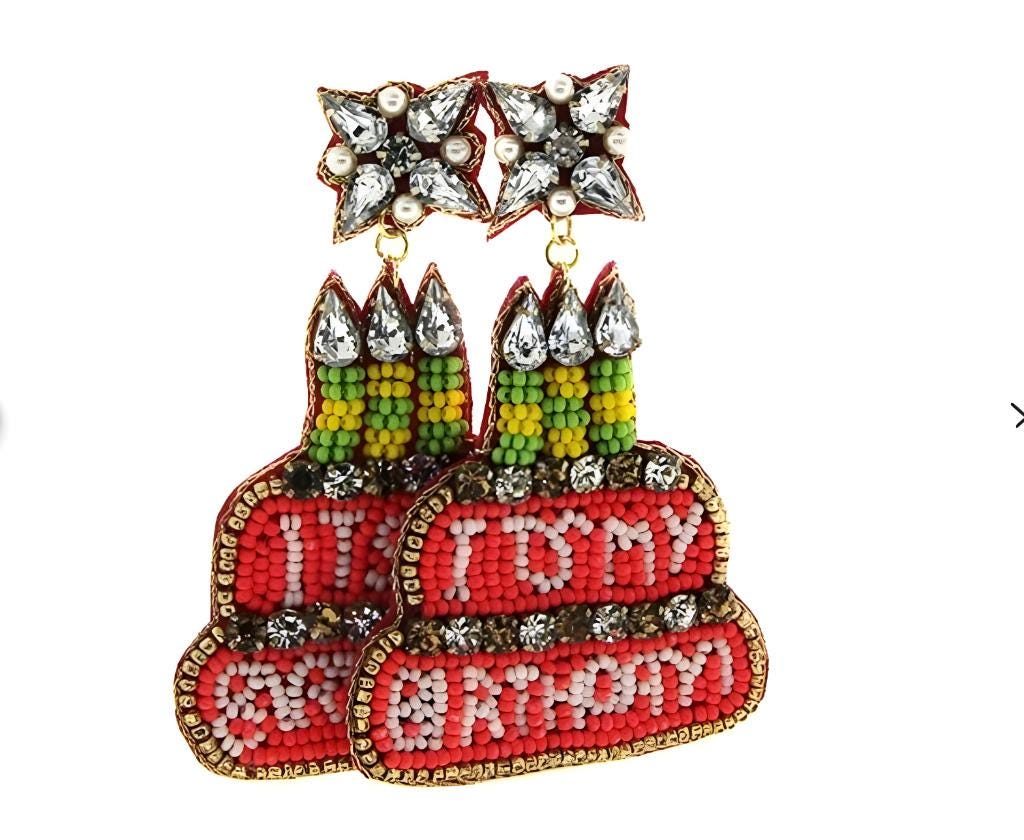 Birthday Cake Seed Bead Clip-on Earrings