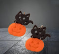Clip On Kitten Pumpkin Earrings Acrylic Clipon Hook Designs Fall Halloween