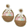 Clip On Easter Egg Basket Seed Beaded Earrings Seedbead Clipon Post Designs Gold