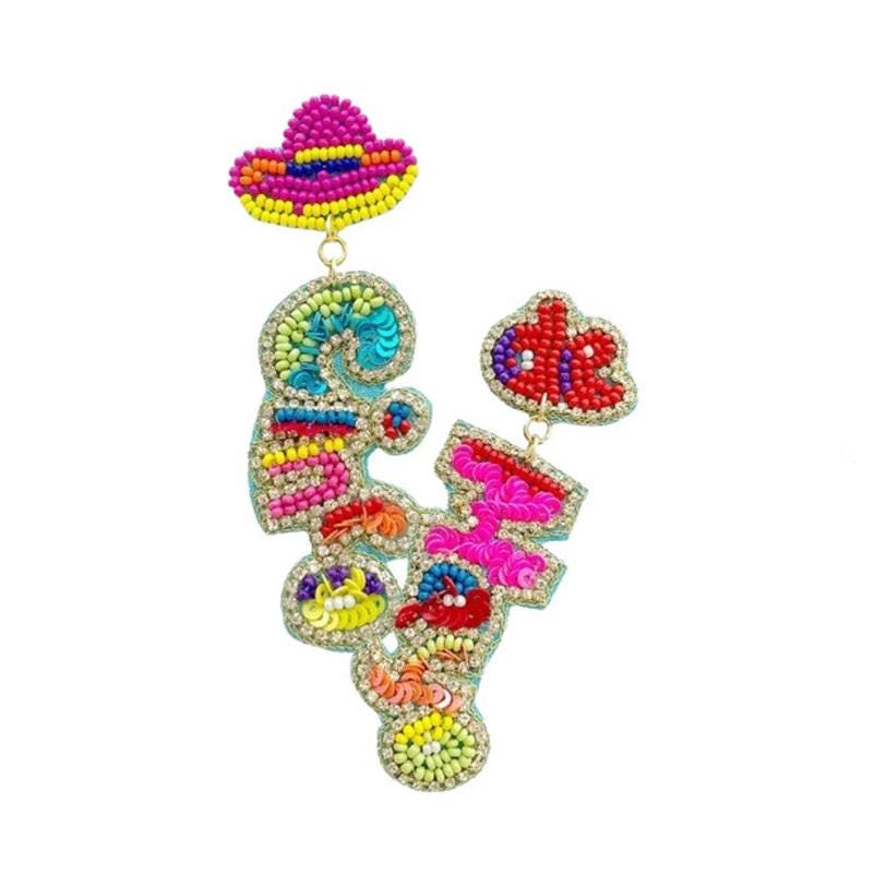 Cinco De Mayo Seedbead Clipon Earrings Mexican Seed Bead Clip on Post Designs