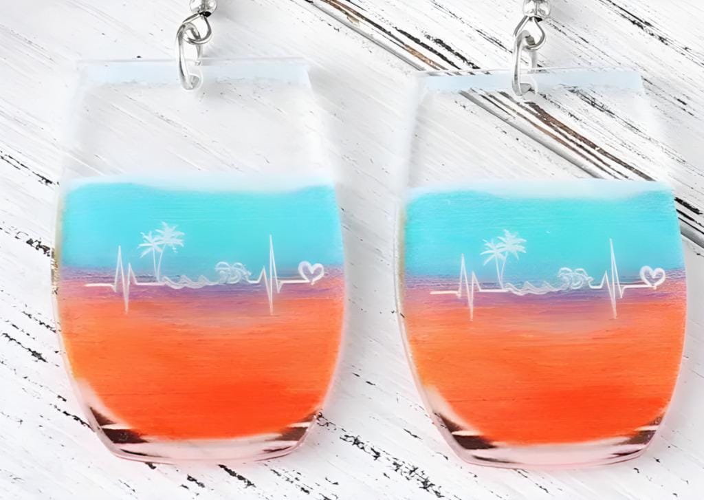 Clipon Wine Glass Earrings Acrylic Tropical Drink Clip on Hook Designs