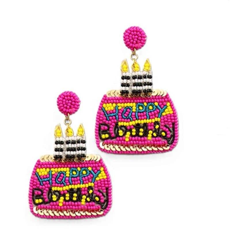 Clipon Birthday Cake Seed Bead Clip-on Post Style Earrings