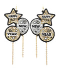 New Years Balloons Glitter Clipon Earrings Clip on Hook Styles Gold