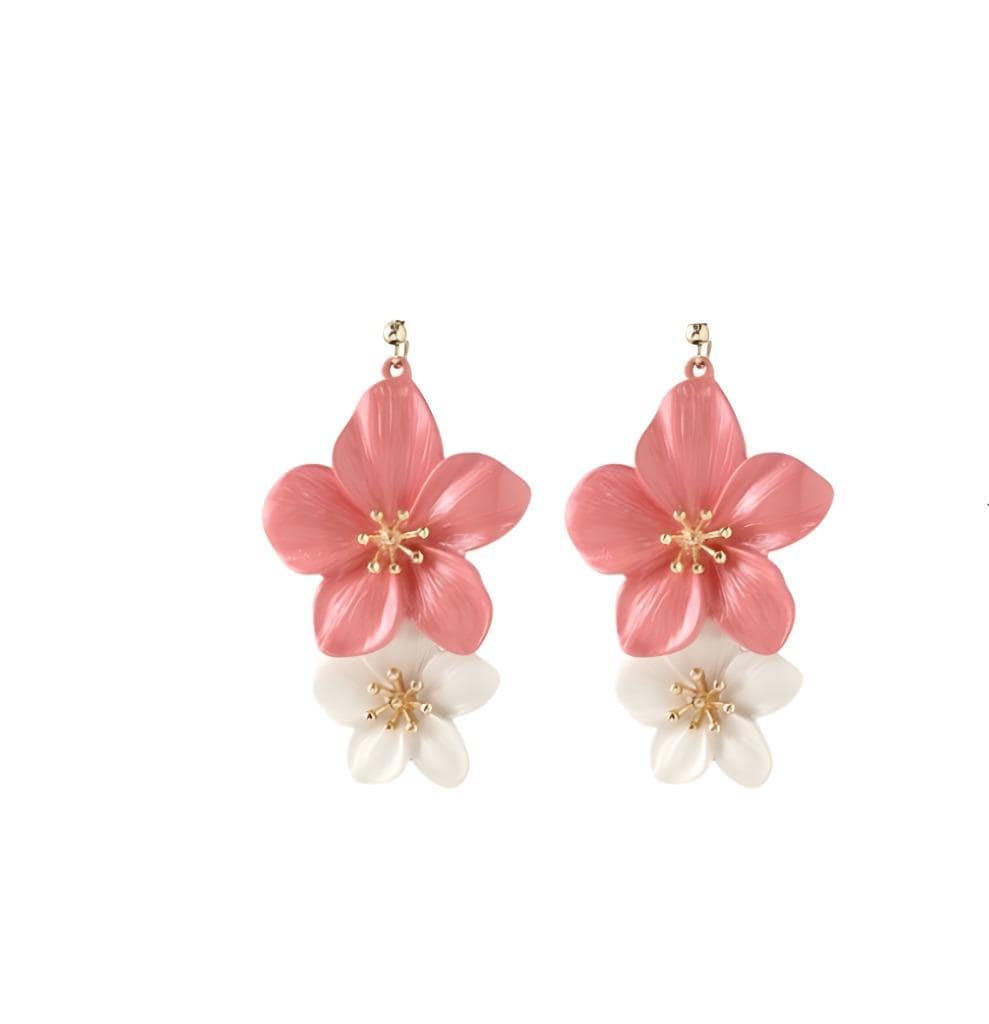 Tropical Flower Clip On Earrings Lightweight Metal Clipon Hook Designs