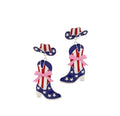 Clipon Patriotic Earrings Cowboy Boots Lightweight Metal USA Flag Clip on Post Designs